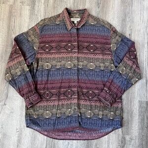 Cabelas Aztec southwestern print button front Long Sleeve XL shacket